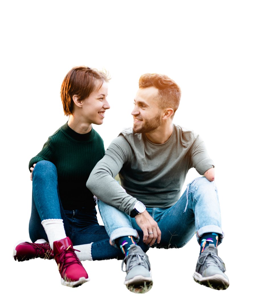 Man and Woman smiling at each other.